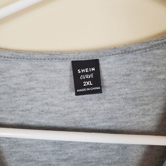 Shein Curve Gray & Black Vneck Shirt Sizw 2XL - Picture 4 of 6